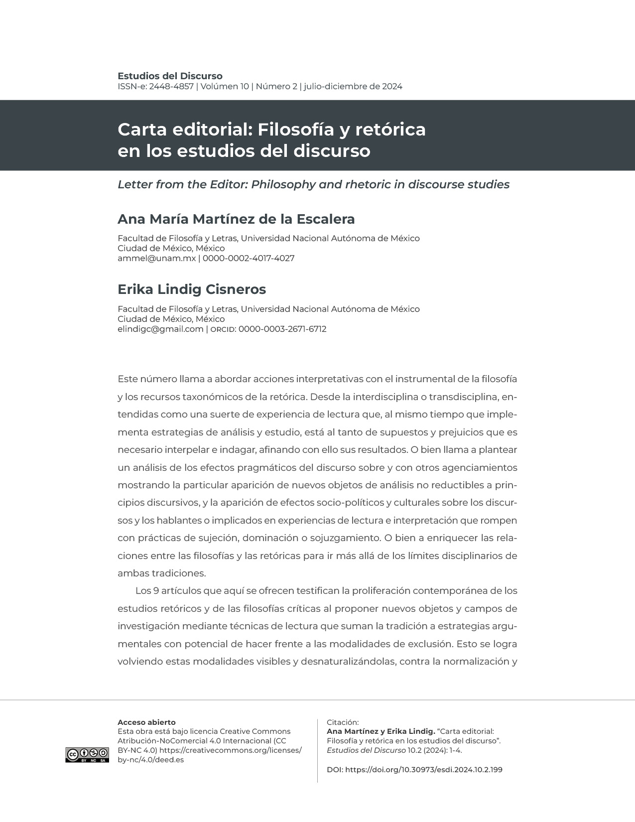 carta editorial: filosofía y retórica