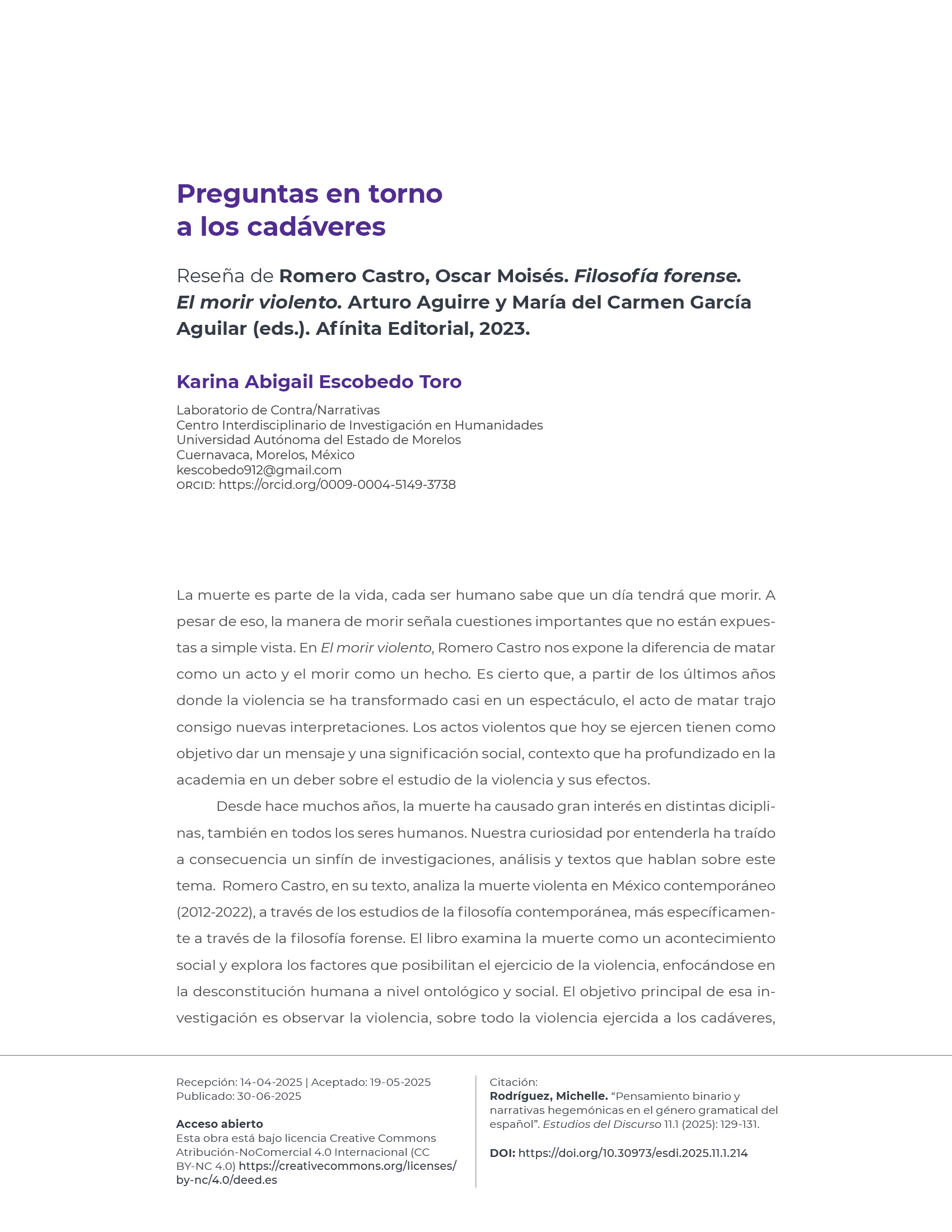 Portadilla: Preguntas en torno a los cadáveres